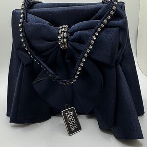 Bijoux Terner Midnight Blue Clutch with Bow Accent
